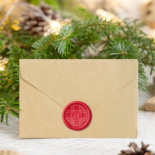 Elegant Plaid Christmas Monogram Wax Seal Stamp