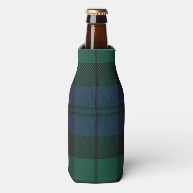 Elegant Plaid Classic Rustic Green Tartan Bottle Cooler (Bottle Front)