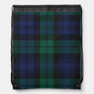 Elegant Plaid Classic Rustic Green Tartan Drawstring Bag