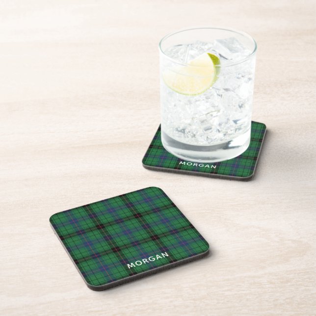 Elegant Plaid Davidson Tartan Custom  Beverage Coaster (Right Side)