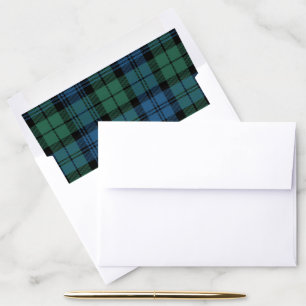 Elegant Plaid Green Campbell Tartan Rustic Envelope Liner