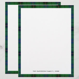 Elegant Plaid Green Family Christmas Holiday Letterhead