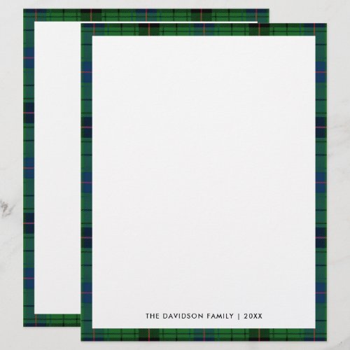 Elegant Plaid Green Family Christmas Holiday Letterhead