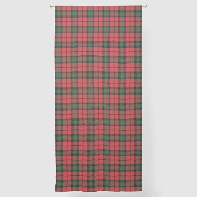 Elegant Plaid Highlands Red Rustic Kerr Tartan Sheer Curtains (Front)