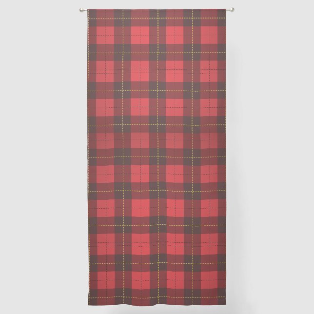 Elegant Plaid Highlands Red Rustic Tartan Sheer Curtains (Front)