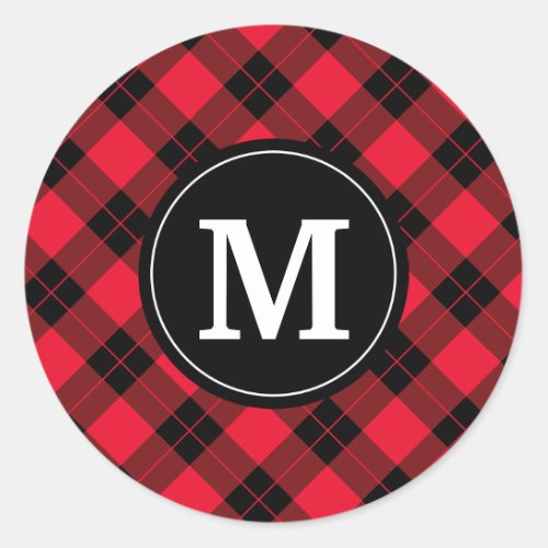 Elegant Plaid  Holiday Monogram Stickers