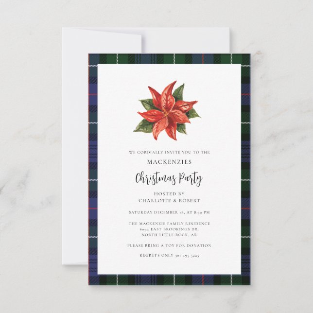 Elegant Plaid MacKenzie Christmas Party Tartan Invitation (Front)