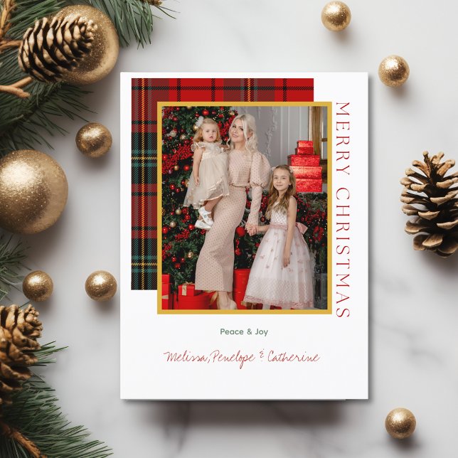 Elegant Plaid Modern Christmas Photo Postcard (Elegant Plaid Modern Christmas Photo Postcard
)
