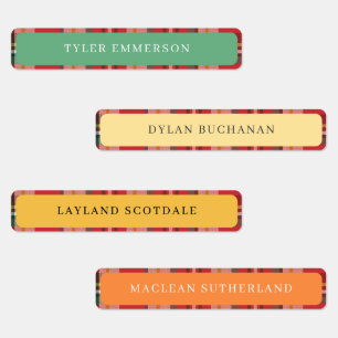 Elegant Plaid Modern Waterproof School Teacher Kids' Labels