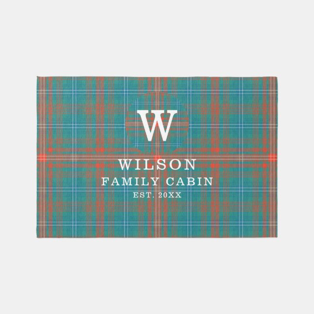 Elegant Plaid Monogram Family Clan Wilson Tartan Rug (Front)