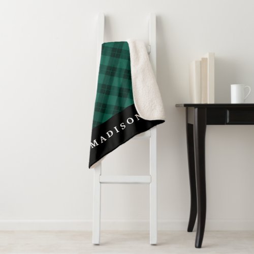 Elegant Plaid  Personalized Sherpa Blanket