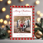 Elegant Plaid Photo Christmas Holiday Card