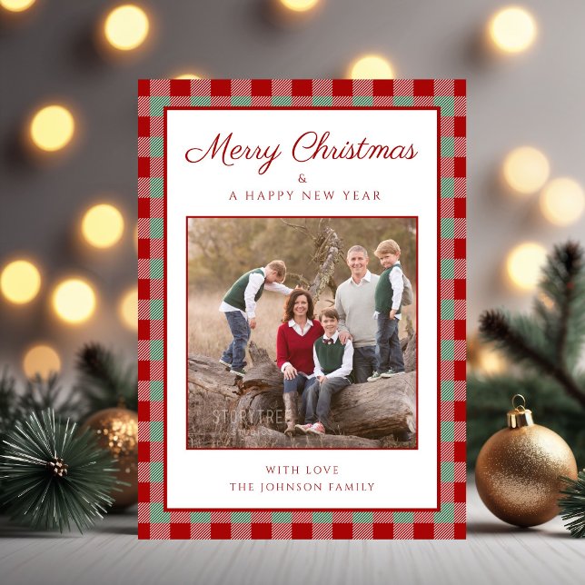 Elegant Plaid Photo Christmas Holiday Card (Elegant Plaid Photo Christmas Holiday Card)