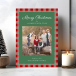 Elegant Plaid Photo Christmas Holiday Card