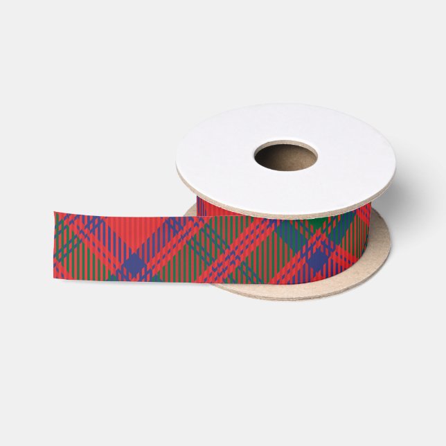 Elegant Plaid Red and Green Classic Tartan Satin Ribbon (Spool)