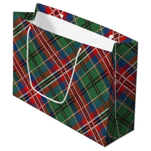 Elegant Plaid Red Green Rustic Tartan Large Gift Bag