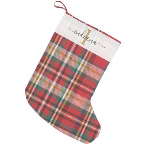 Elegant Plaid Red Rustic Christmas Holidays  Small Christmas Stocking