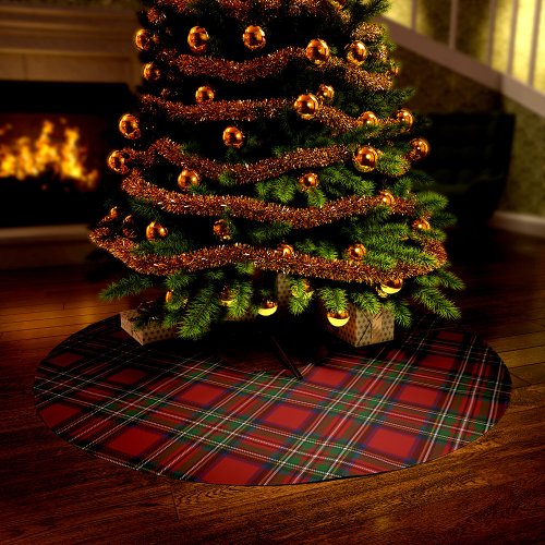 Elegant Plaid Rustic Clan Stewart Tartan Christmas Brushed Polyester Tree Skirt