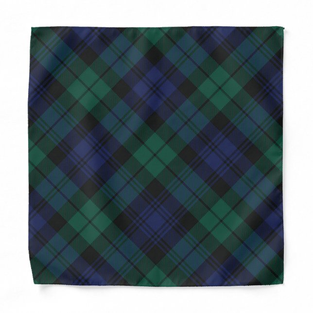 Elegant Plaid Rustic Green Tartan Bandana (Front)