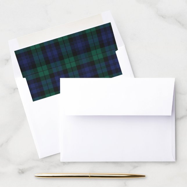 Elegant Plaid Rustic Green Tartan Envelope Liner (Desk)