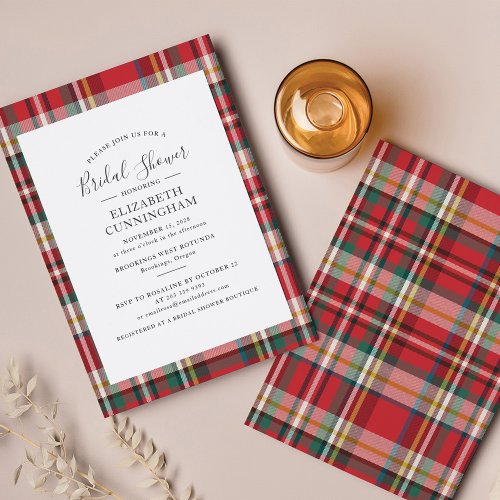 Elegant Plaid Rustic Script Bridal Shower Invitation