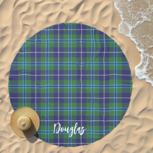 Elegant Plaid Rustic Script Tartan Custom Beach Towel