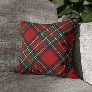 Elegant Plaid Rustic Stewart Tartan Throw Pillow