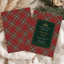 Elegant Plaid Tartan Christmas Party Invitation