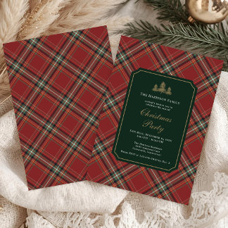 Elegant Plaid Tartan Christmas Party Invitation