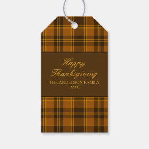 Elegant Plaid Thanksgiving Classic Vintage Custom Gift Tags