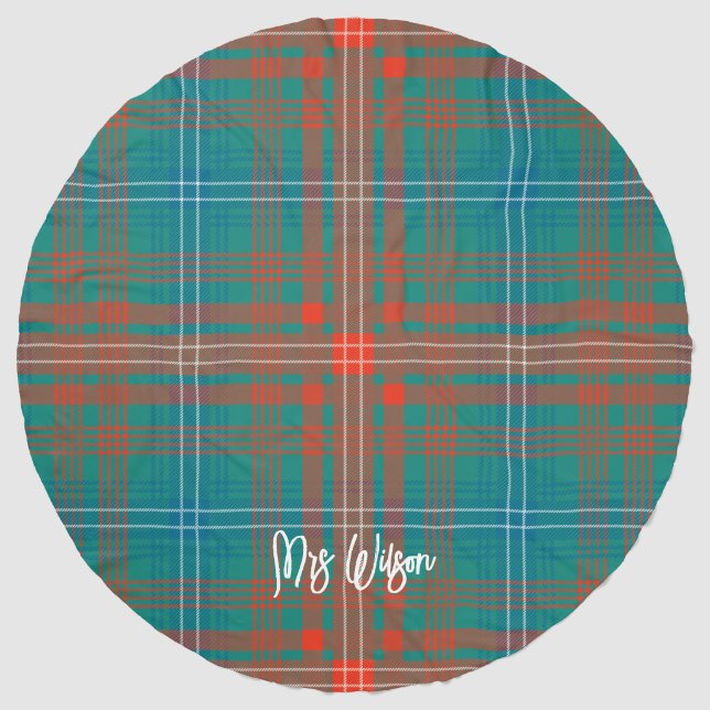 Elegant Plaid Wilson Tartan Script Custom Beach Towel (Front)