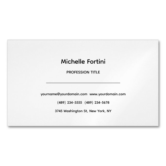 Elegant Plaiin Simple Minimalist Business Card Magnet (Front)