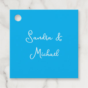 Elegant Plain Azure Blue Personalized Custom Favor Tags
