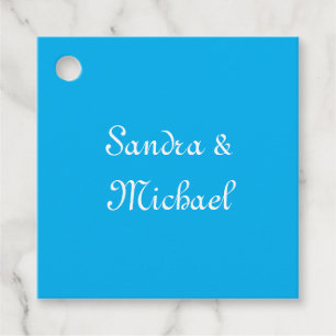 Elegant Plain Azure Blue Personalized Custom Favor Tags