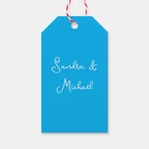 Elegant Plain Azure Blue Personalized Custom Gift Tags