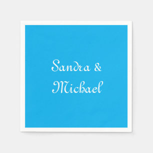Elegant Plain Azure Blue Personalized Custom Napkins