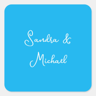 Elegant Plain Azure Blue Personalized Custom Square Sticker