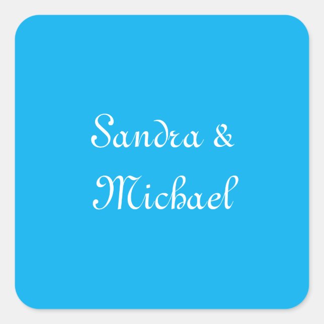 Elegant Plain Azure Blue Personalized Custom Square Sticker (Front)