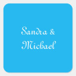 Elegant Plain Azure Blue Personalized Custom Square Sticker