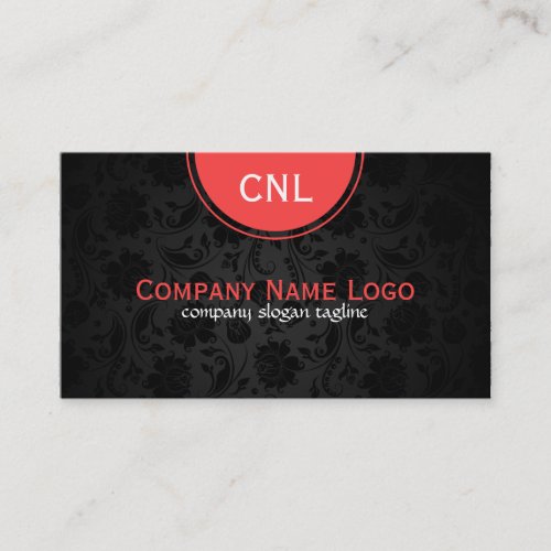 Elegant Plain Black White  Coral Floral Damasks Business Card