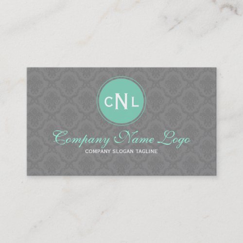 Elegant Plain Black White  Mint Floral Damasks Business Card