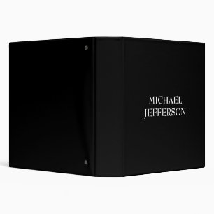 Elegant Plain Black White Personalized Custom 3 Ring Binder