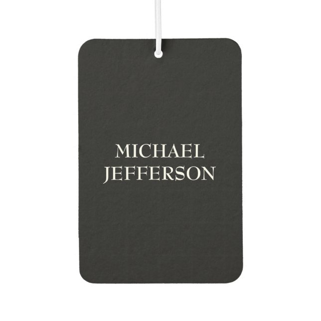 Elegant Plain Black White Personalized Custom Air Freshener (Front)