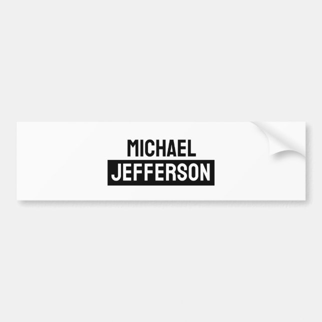 Elegant Plain Black White Personalized Custom Bumper Sticker (Front)