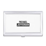 Elegant Plain Black White Personalized Custom Business Card Case