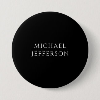Elegant Plain Black White Personalized Custom Button