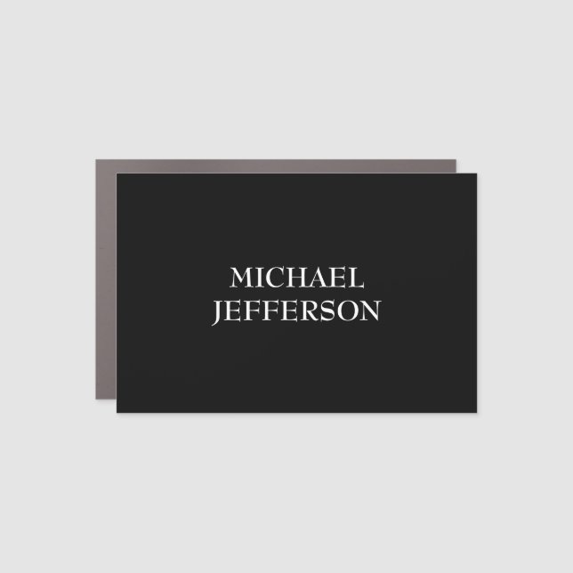 Elegant Plain Black White Personalized Custom Car Magnet (Front)
