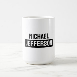 Elegant Plain Black White Personalized Custom Coffee Mug