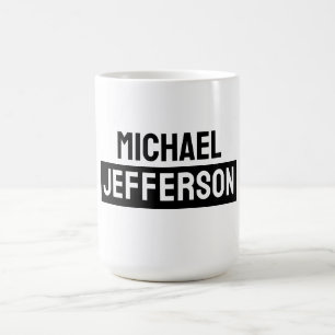 Elegant Plain Black White Personalized Custom Coffee Mug