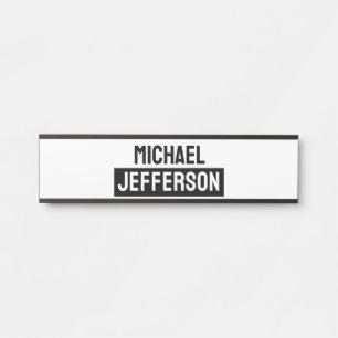 Elegant Plain Black White Personalized Custom Door Sign